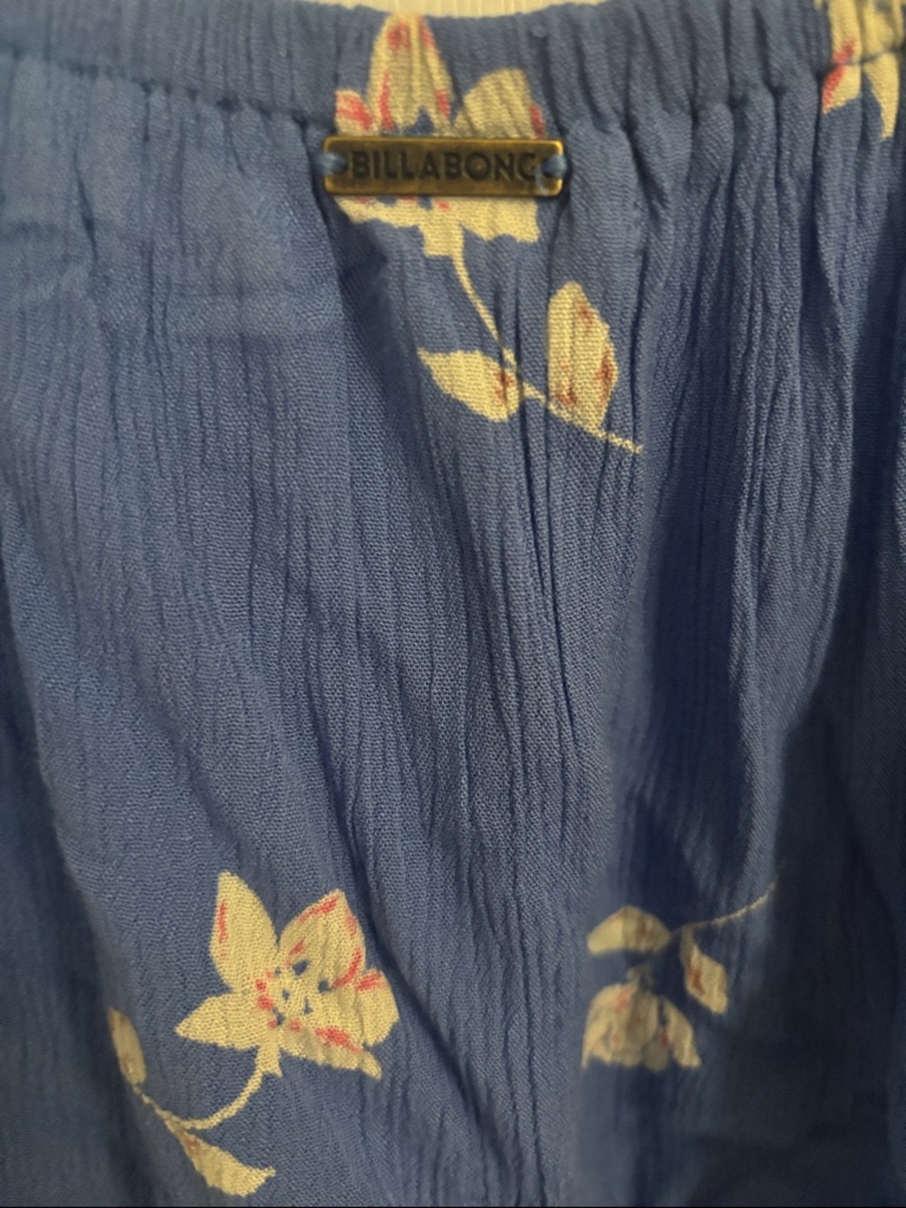 Billabong Blue Floral Off-Shoulder Peasant Top - Picture 6 of 13